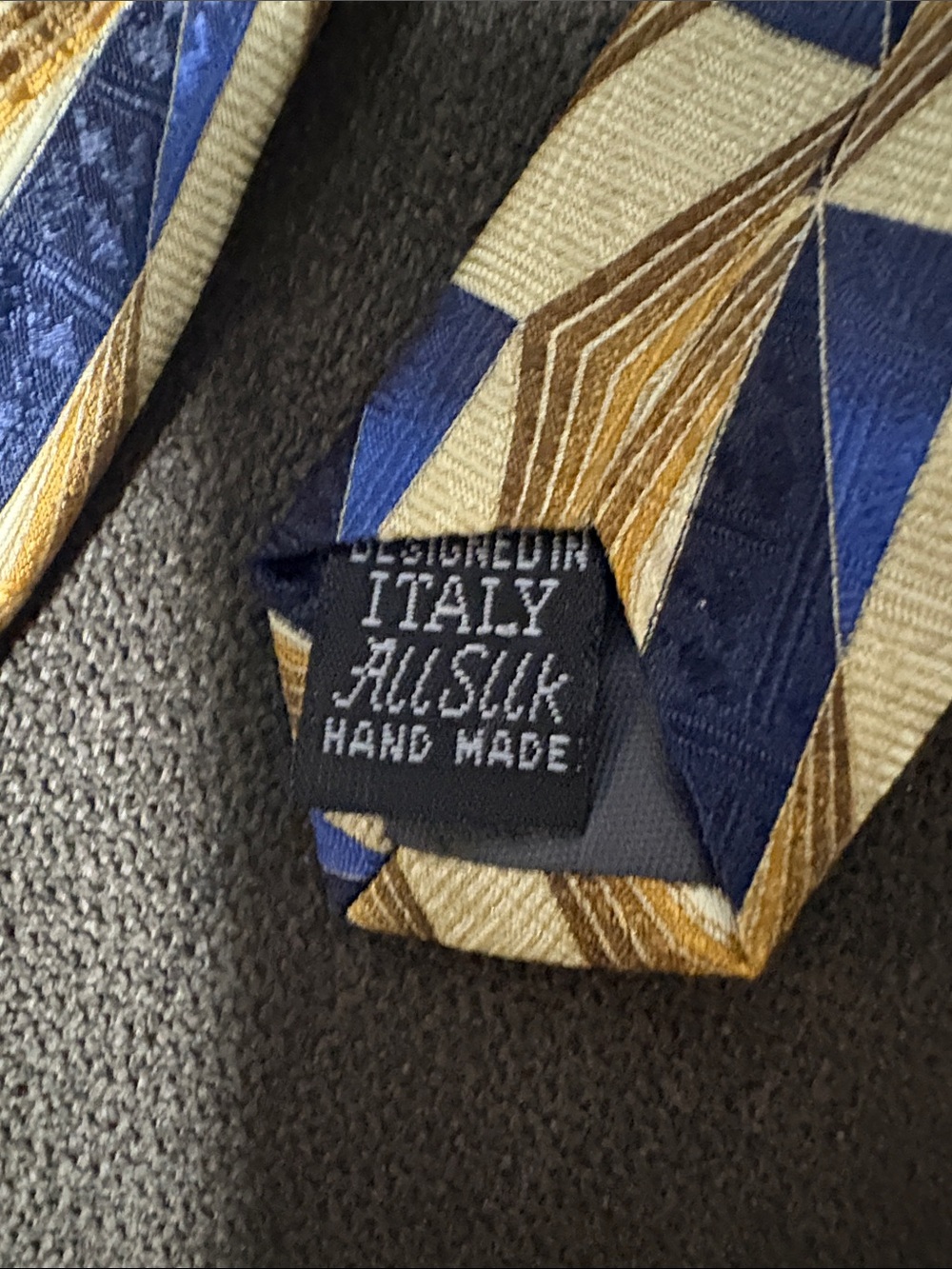 Contissima Geometric Blue and Gold Men's Tie - Picture 4 of 4